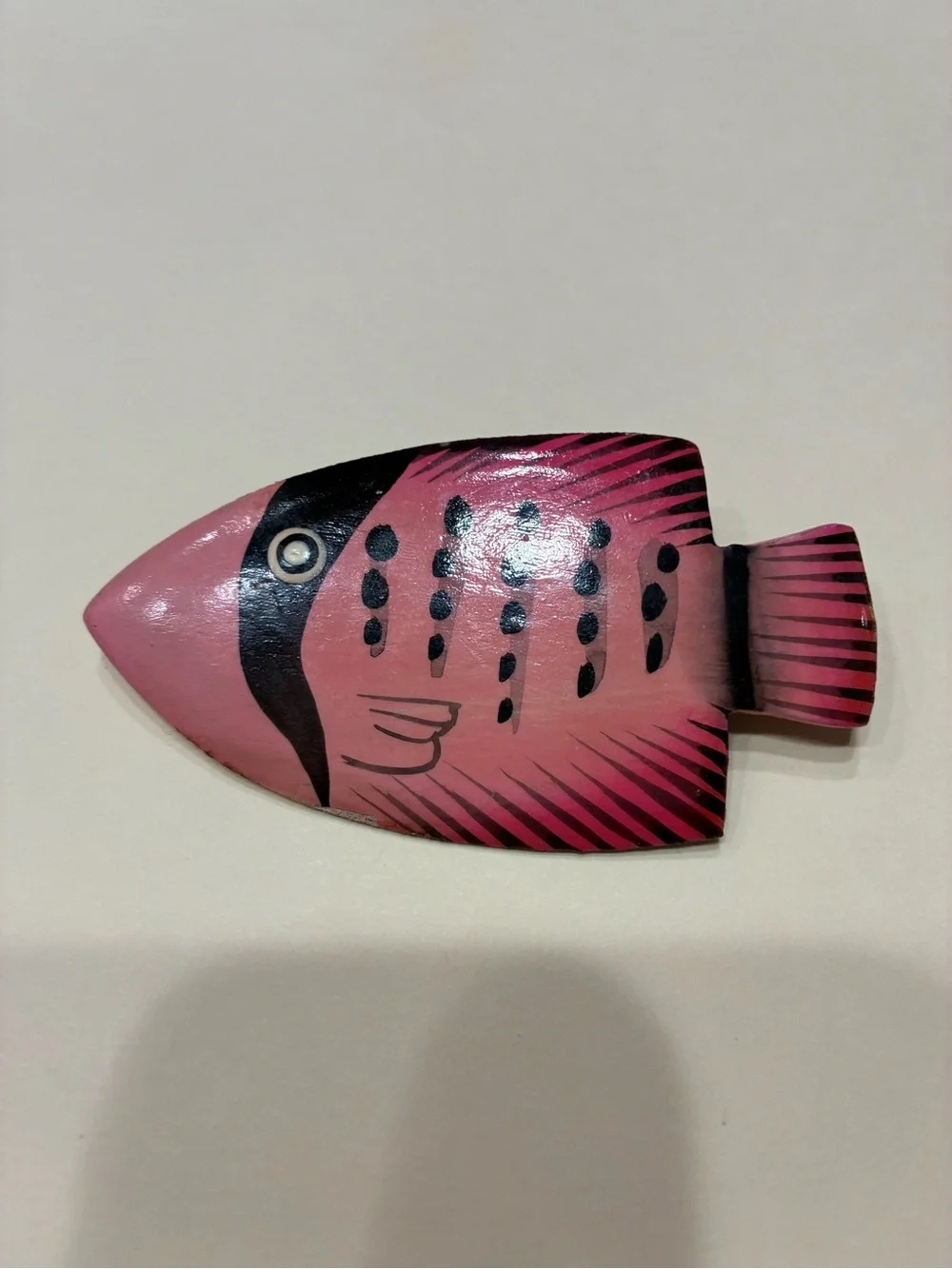 Vintage Hand-Carved & Painted Wooden Tropical Fish Brooch- Nautical
